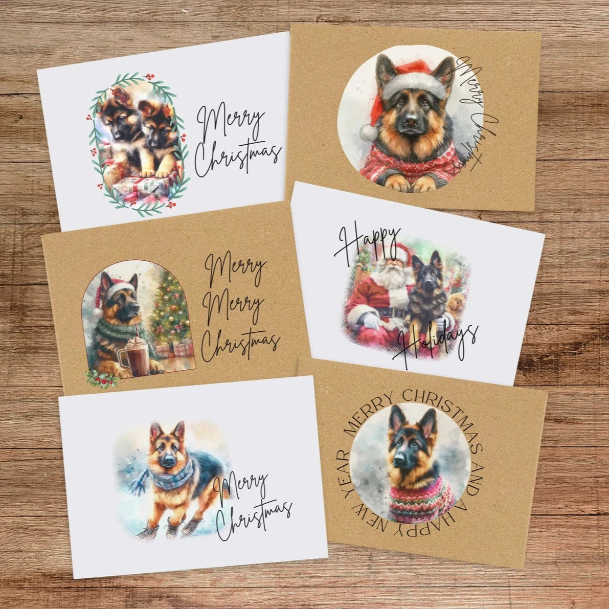 German Shepherd Christmas Card Set of 6, 12, or 24