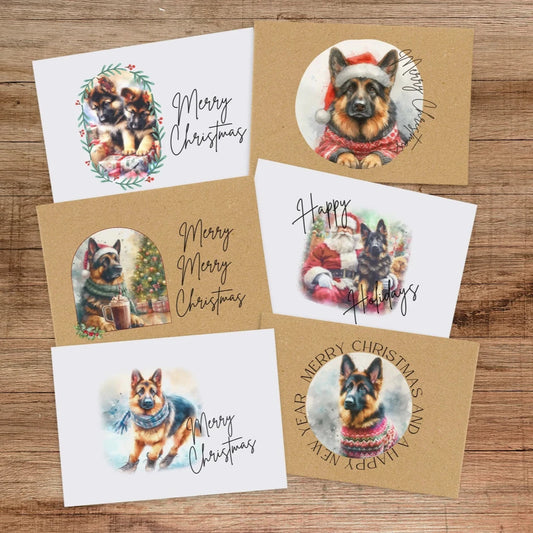 German Shepherd Christmas Card Set of 6, 12, or 24