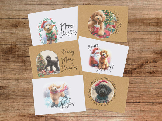 Goldendoodle Christmas Cards: Vintage Holiday Greeting, Blank Inside