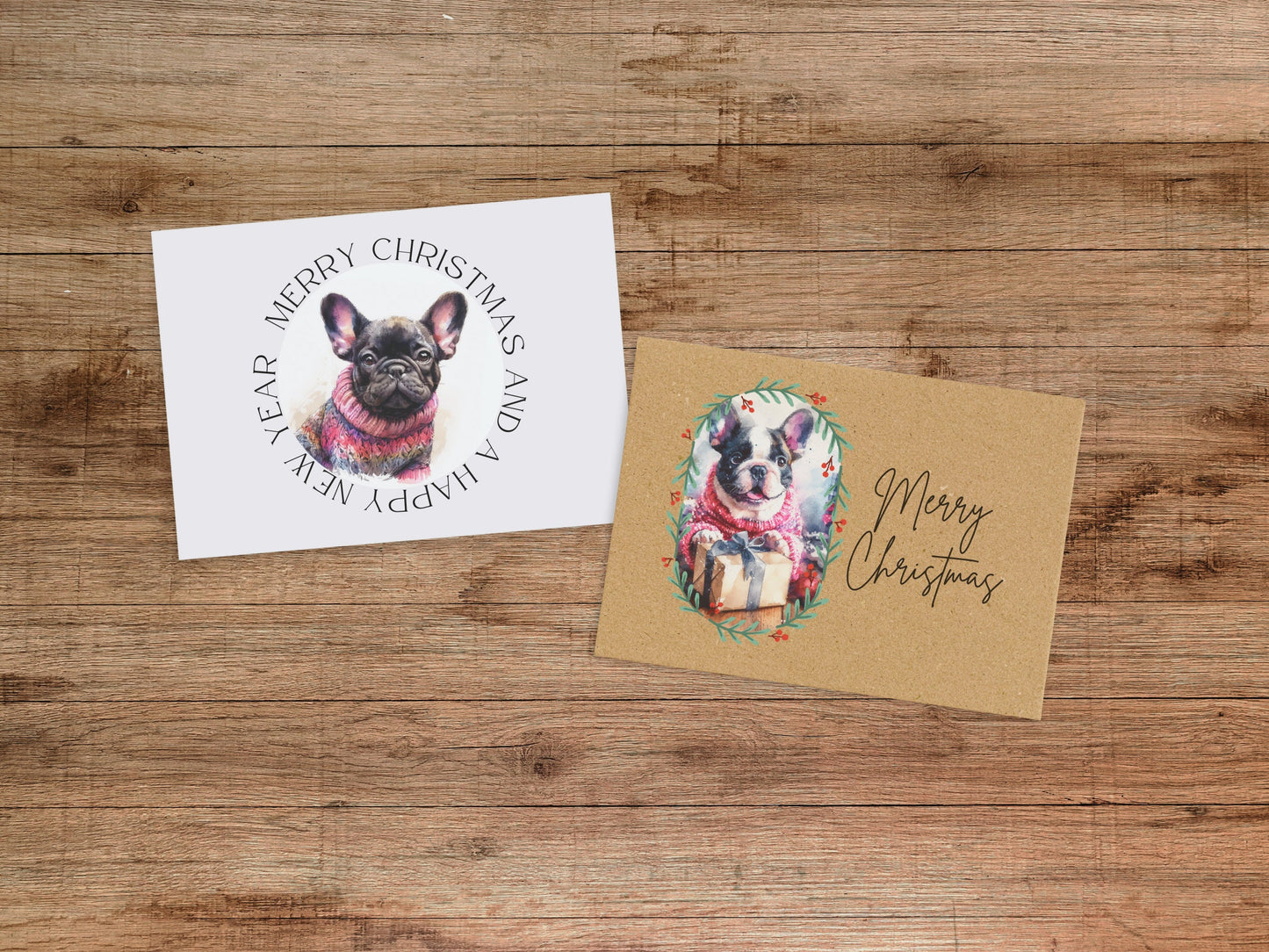 French Bulldog Christmas Cards: Holiday Greeting Card Set - Blank Inside