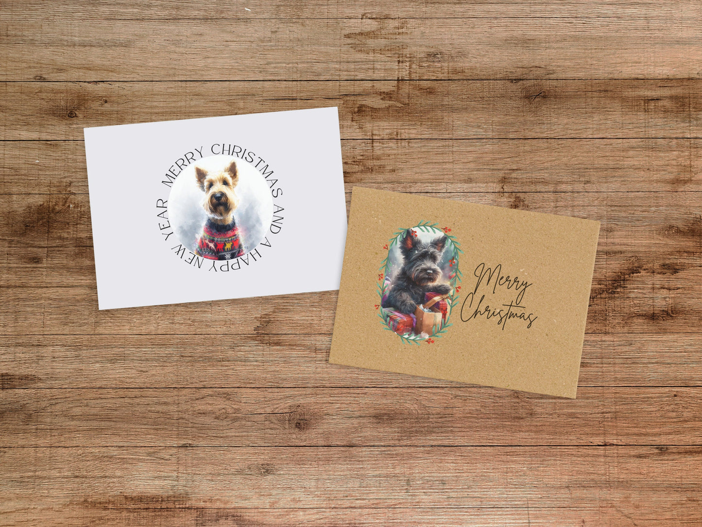 Scottish Terrier Christmas Card Set of 6, 12, or 24  - Vintage Inspired Holiday Greeting Card Blank Inside Dog Puppy Scottie