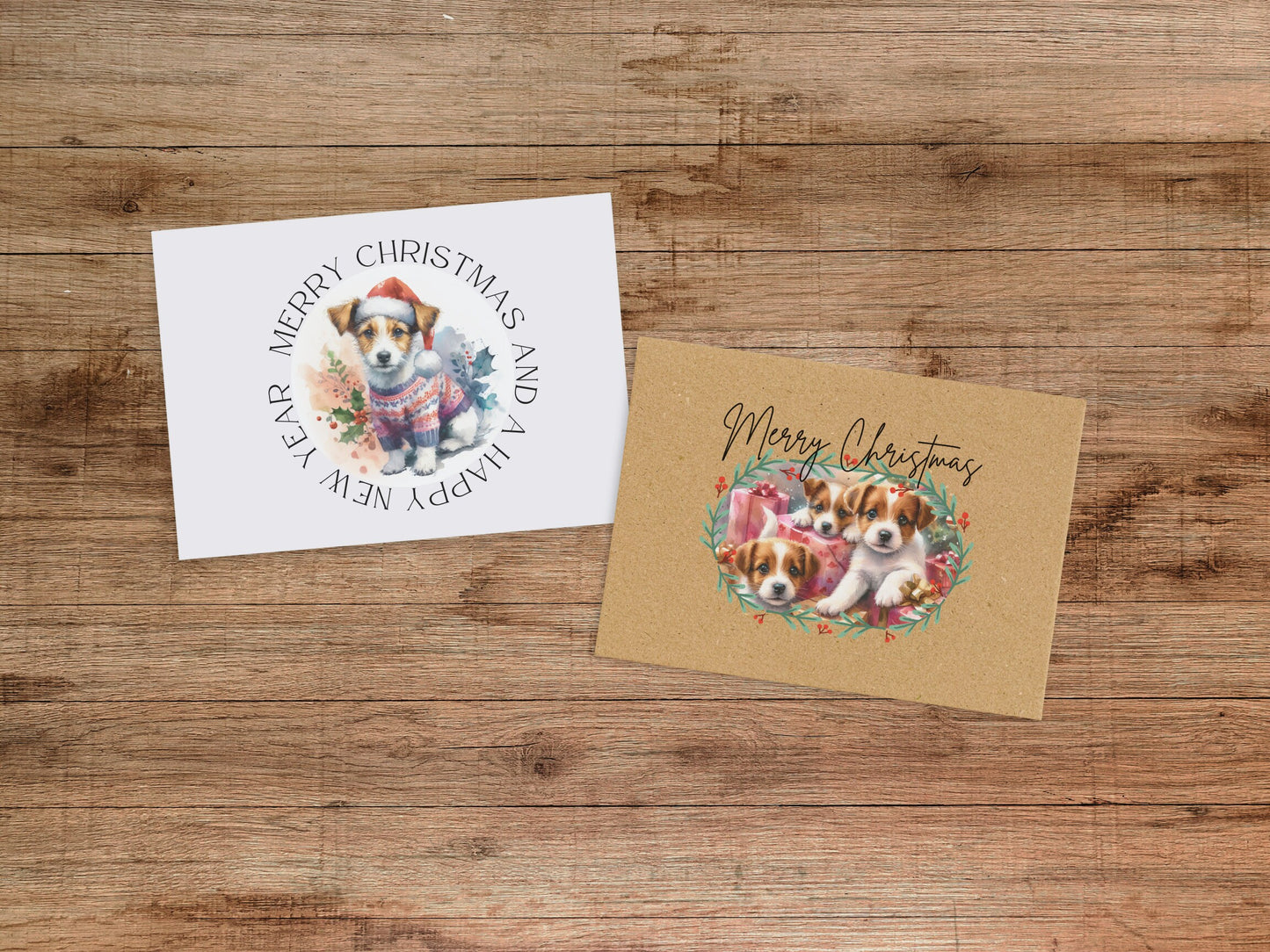 Jack Russell Terrier Christmas Card Set Vintage Holiday Greetings, Blank Inside