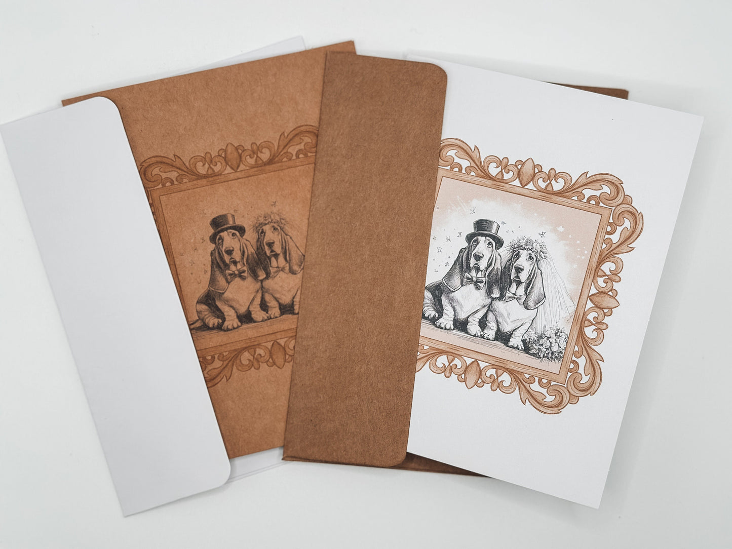 Basset Hound Love Card - Blank Inside - Wedding, Anniversary, Valentine's Day, Love, Bridal, Just Because