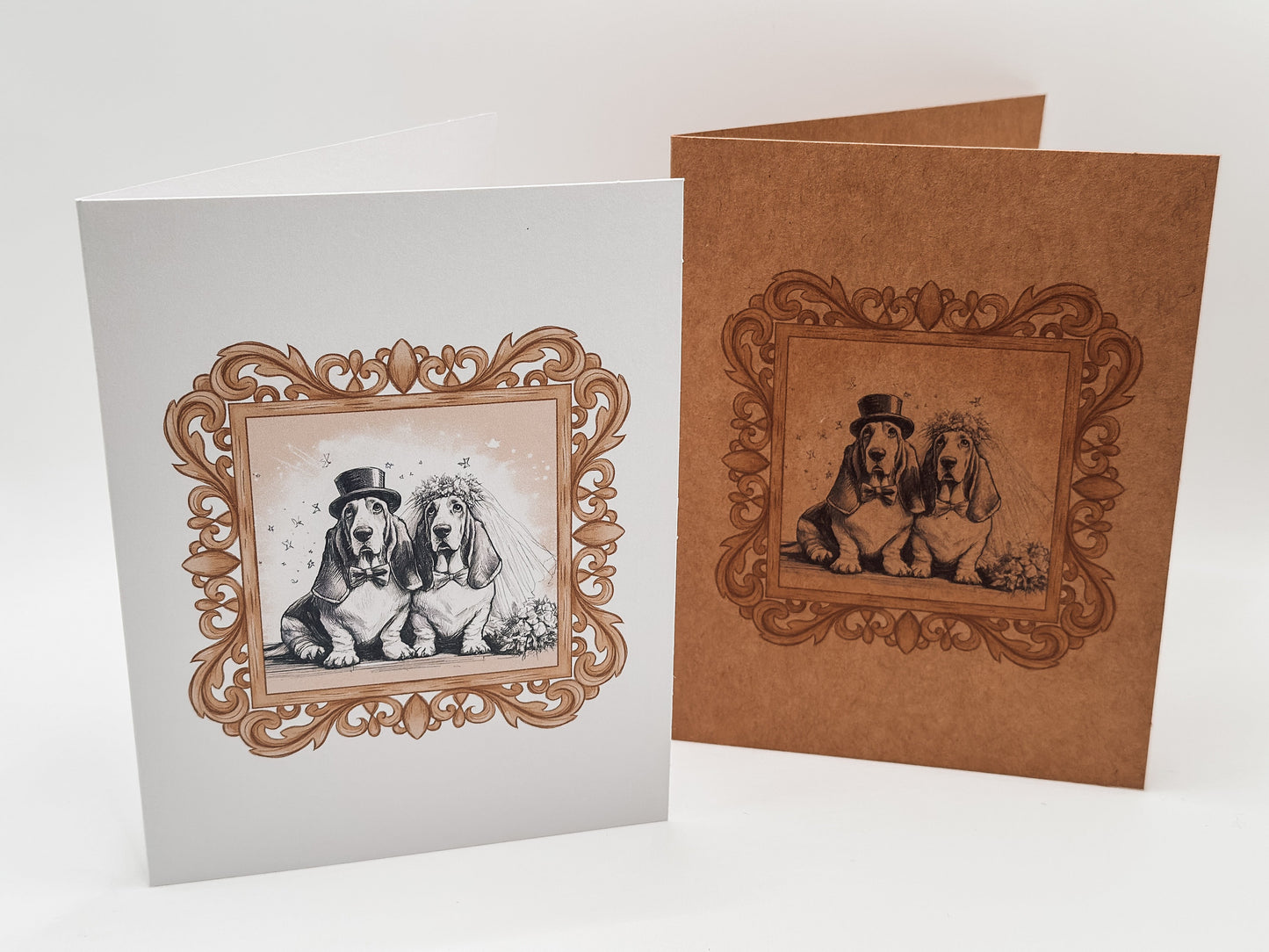 Basset Hound Love Card - Blank Inside - Wedding, Anniversary, Valentine's Day, Love, Bridal, Just Because