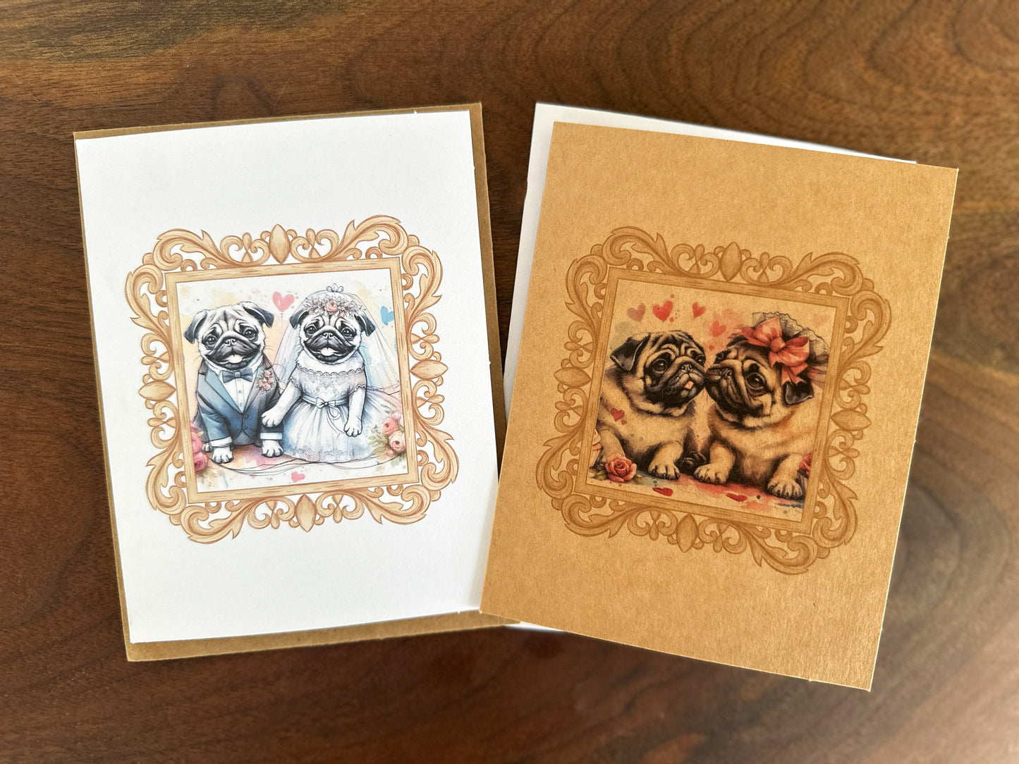 Pug Love Card - Blank Inside - Wedding, Anniversary, Valentine's Day, Love, Bridal, Just Because