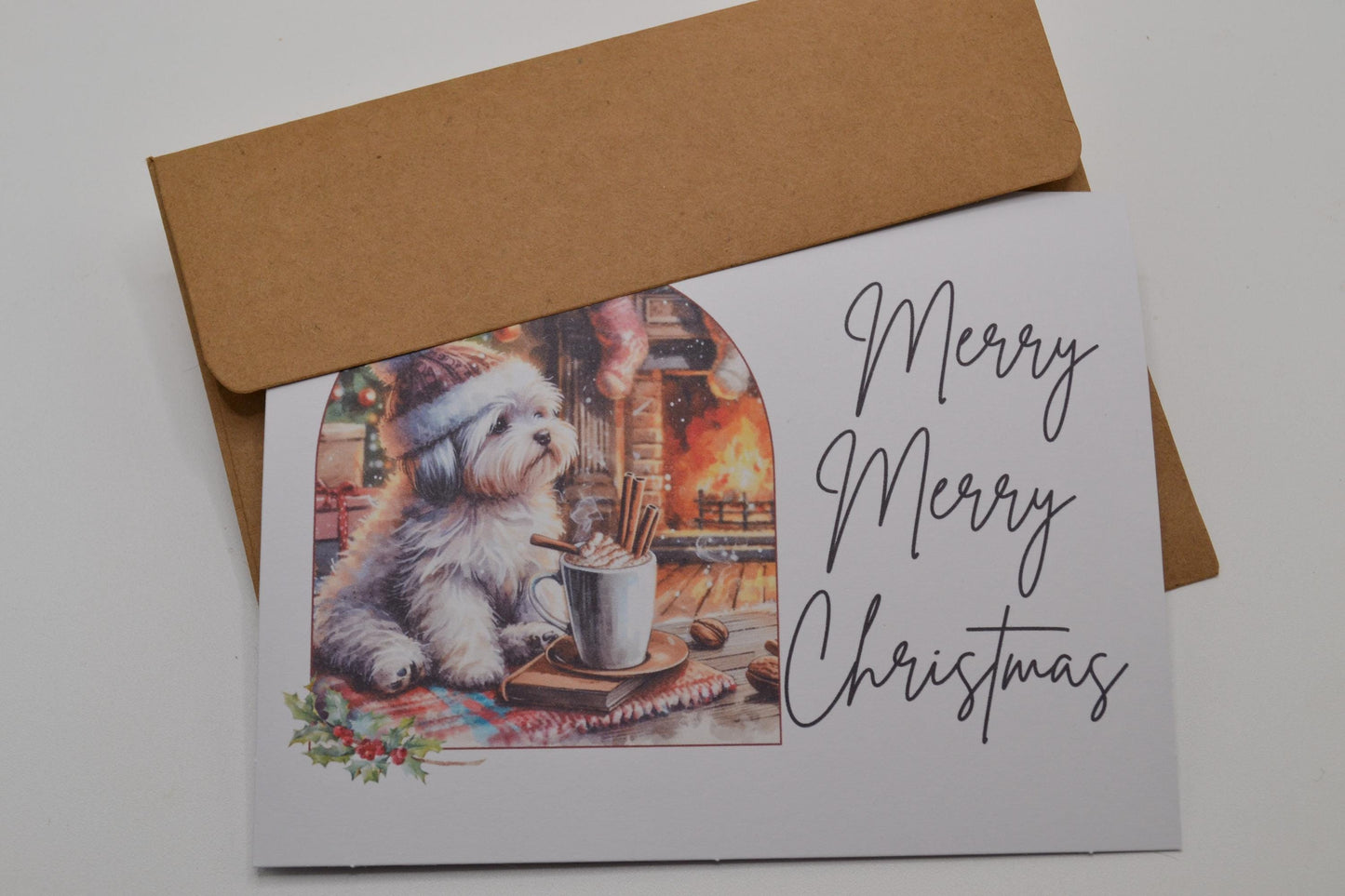 Maltese Christmas Cards: Dog Puppy Holiday Greeting Card Set