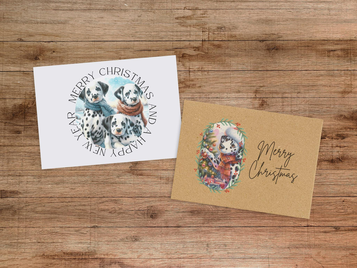 Dalmatian Christmas Card Set of 6, 12, or 24  - Holiday Greeting Card Blank Inside Dog Puppy 101