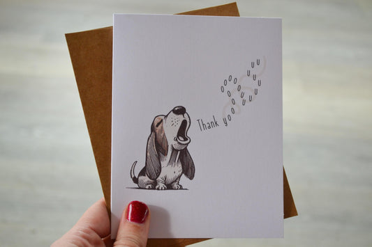 Basset Hound Thank You Card - Blank Inside - Thanks Appreciation Greeting