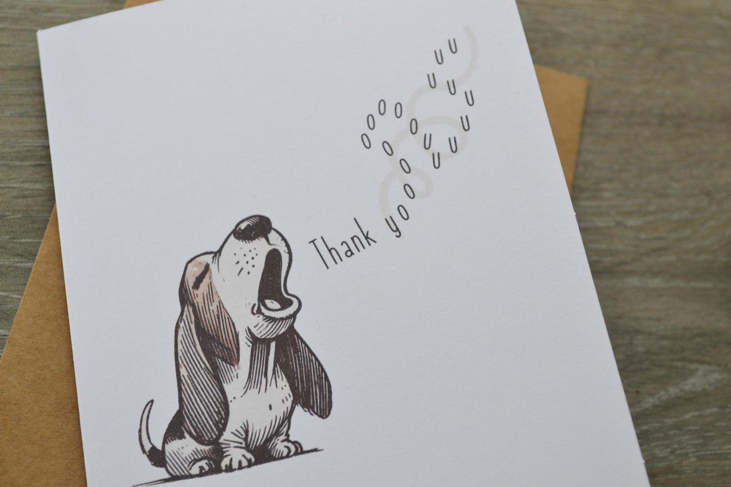 Basset Hound Thank You Card - Blank Inside - Thanks Appreciation Greeting