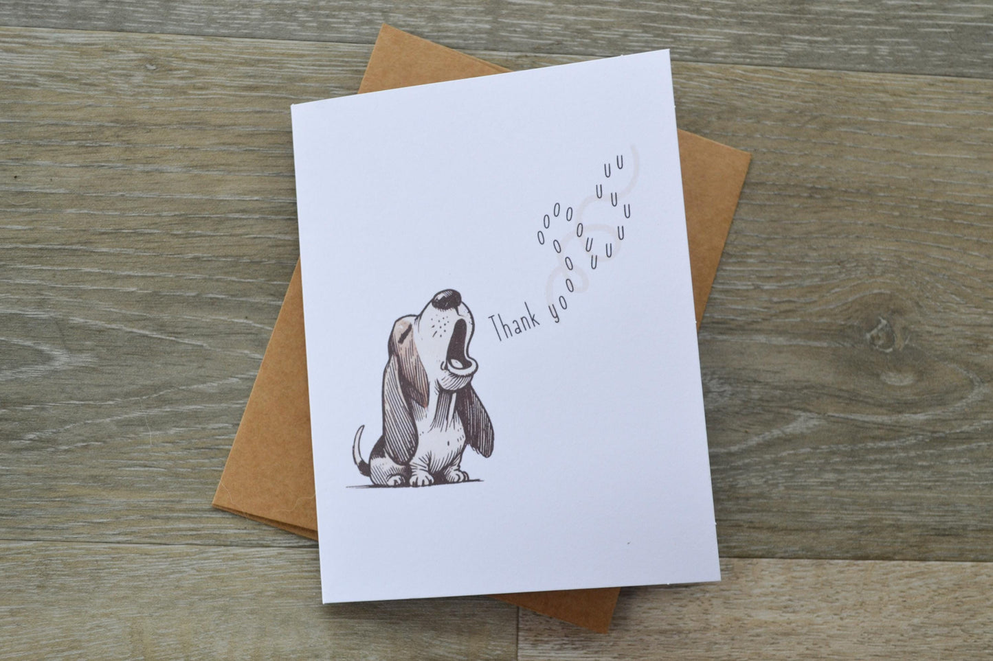 Basset Hound Thank You Card - Blank Inside - Thanks Appreciation Greeting