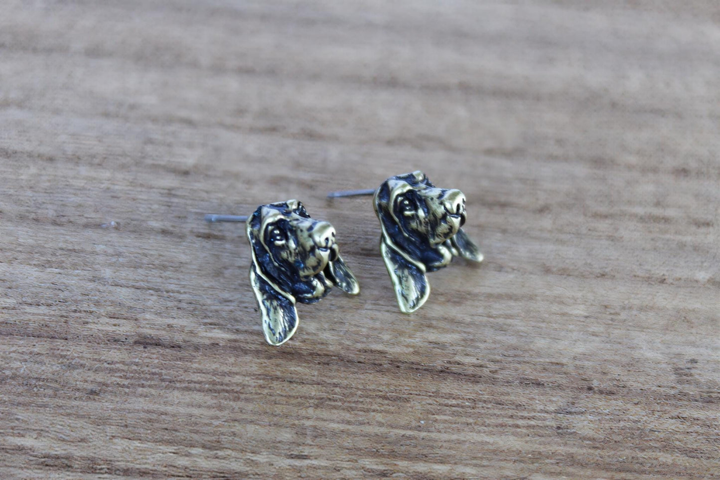 Basset Hound Metal Stud Earrings