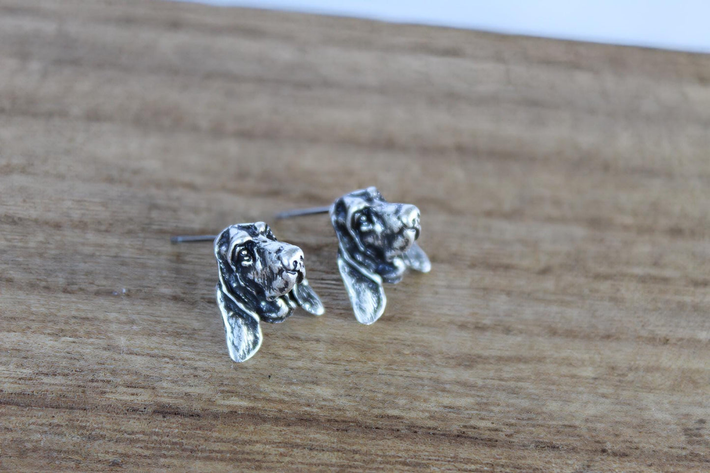 Basset Hound Metal Stud Earrings