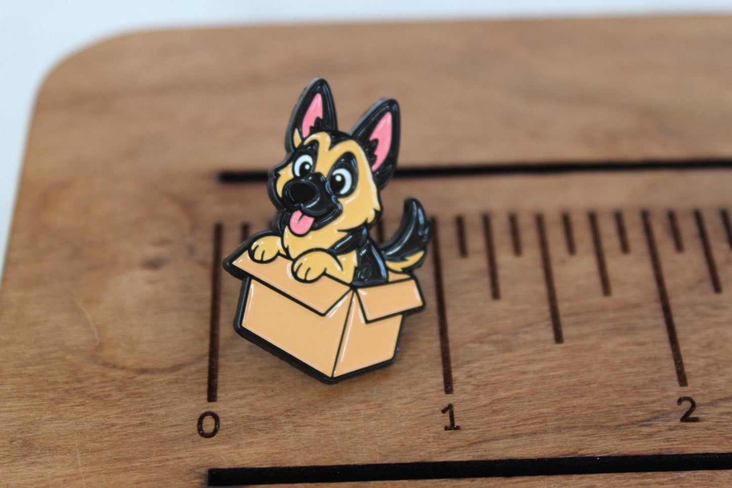 Puppy in a Box Enamel Pin, Dog Brooch