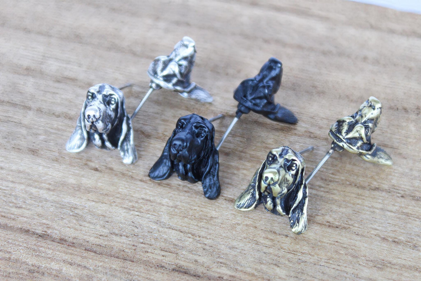 Basset Hound Metal Stud Earrings