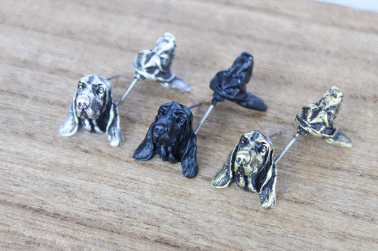 Basset Hound Metal Stud Earrings