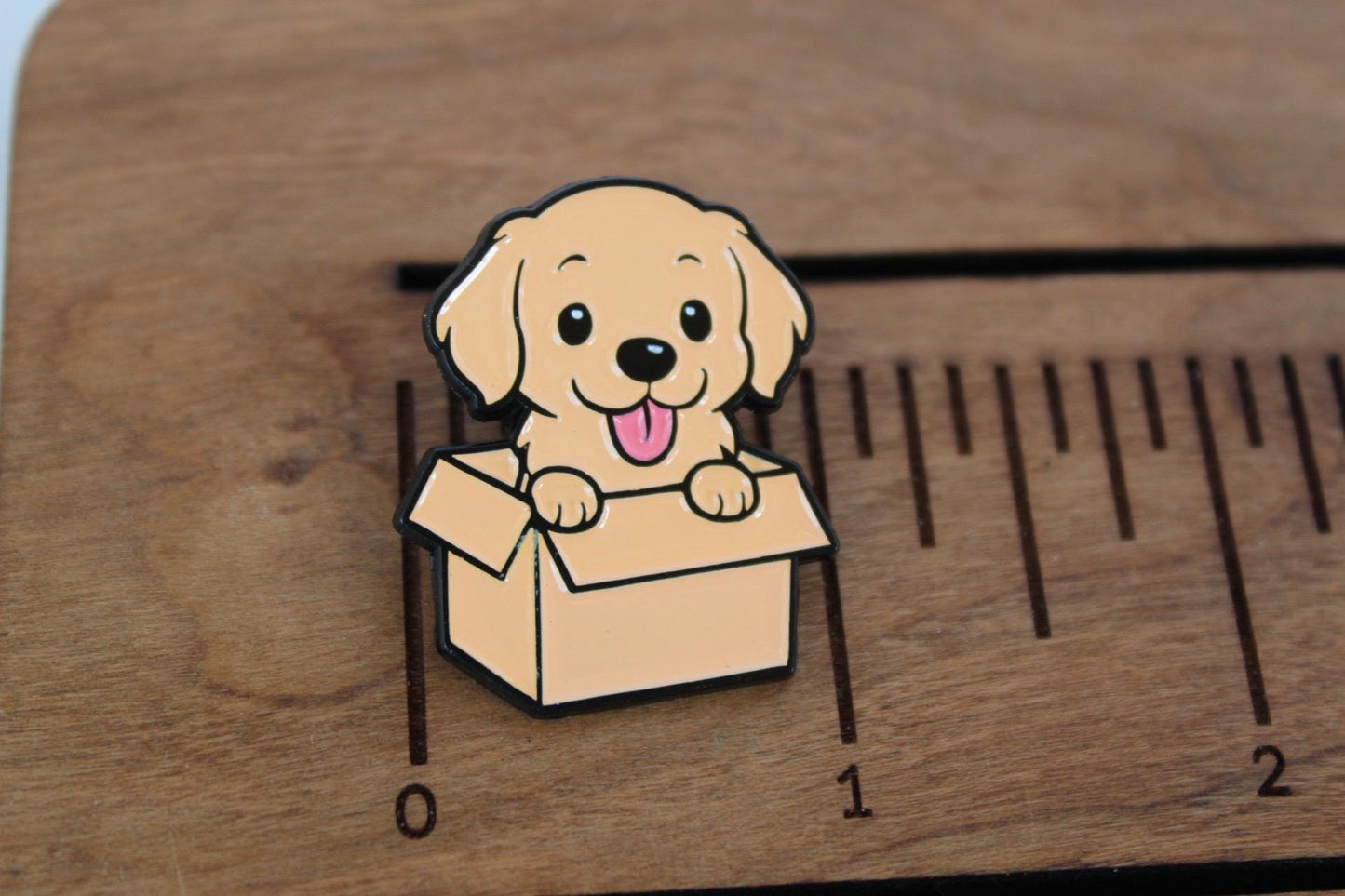 Puppy in a Box Enamel Pin, Dog Brooch