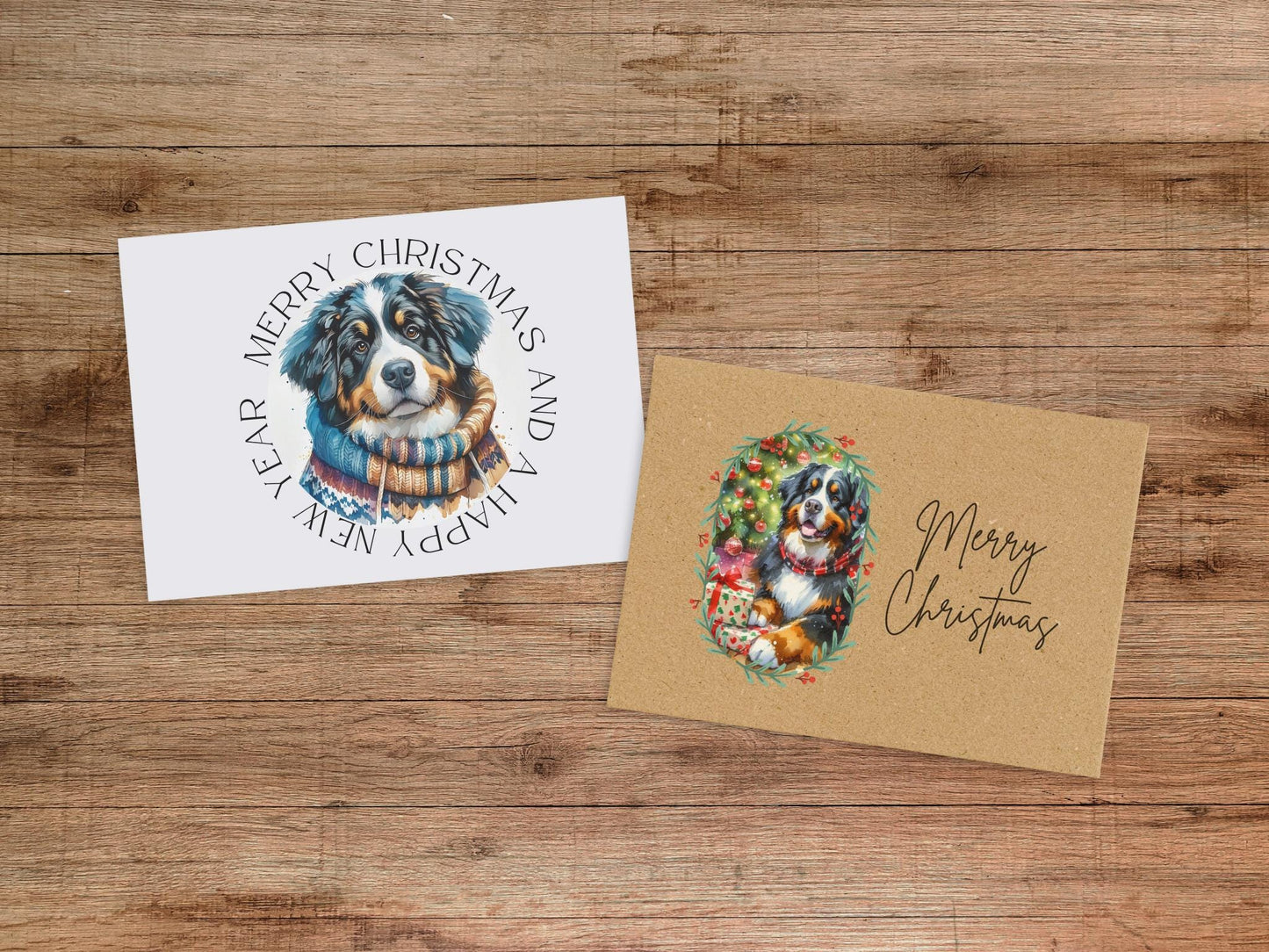 Bernese Mountain Dog Christmas Cards - Vintage Holiday Greetings (Set of 6 or 12)