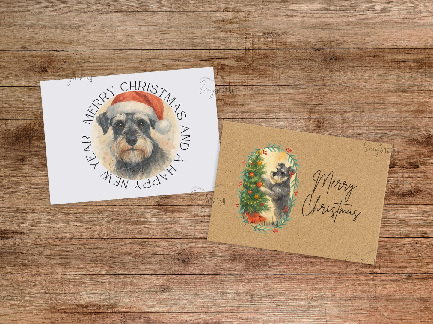 Miniature Schnauzer Christmas Cards: Vintage Holiday Greeting Set
